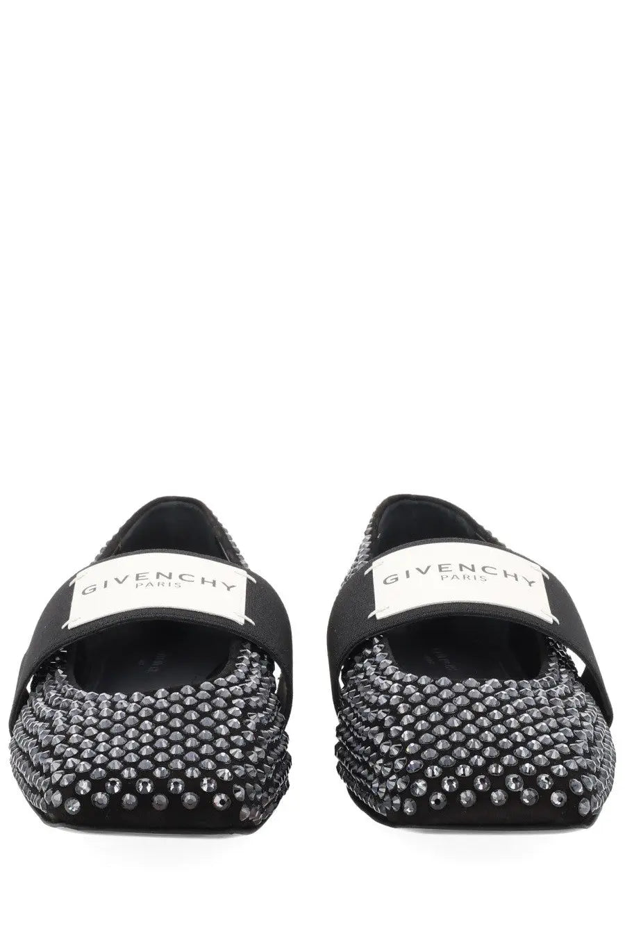 Givenchy womens ballerina con patch black flats with dense silver toned studs on upper and sole