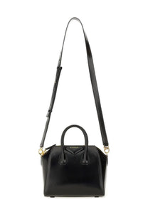 Givenchy women’s borsa antigona mini black handbag with glossy leather and gold tone hardware