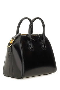Givenchy women’s borsa antigona mini black handbag with glossy leather and gold tone hardware