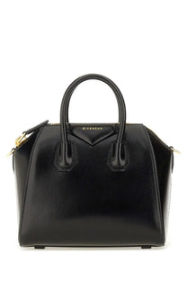 Givenchy women’s borsa antigona mini black handbag with glossy leather and gold tone hardware