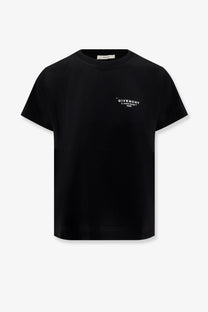 Givenchy women’s black cotton t-shirt with a minimalist white logo on the left chest for casual wear