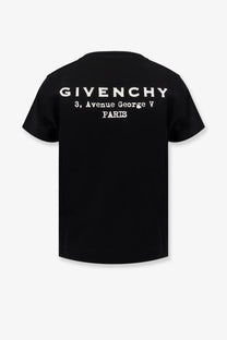 Black givenchy women’s cotton t-shirt showing the back with white printed text detail