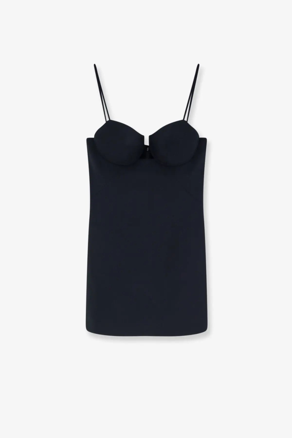 Givenchy women’s cutaway black satin mini dress with thin spaghetti straps and structured bust-enhancing design