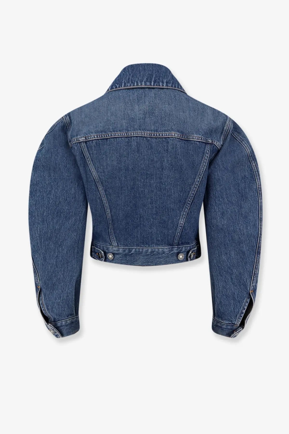 Givenchy women’s blue denim cropped jacket with classic collar and buttoned cuffs in durable denim material