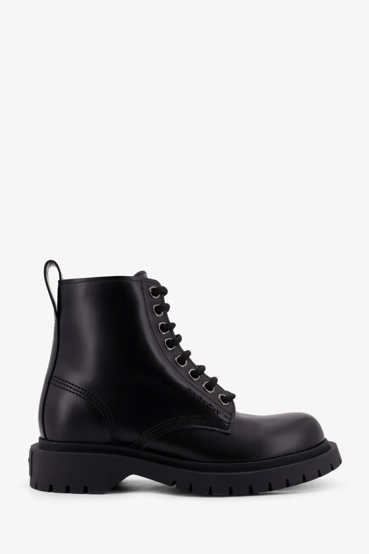 Givenchy womens black leather ankle combat boot with laces and chunky sole