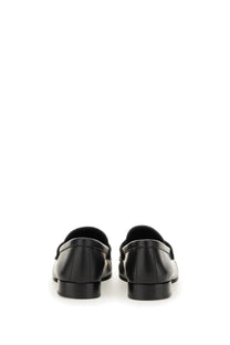 Givenchy women’s moccasin black leather loafers with sleek minimalist design and low block heels
