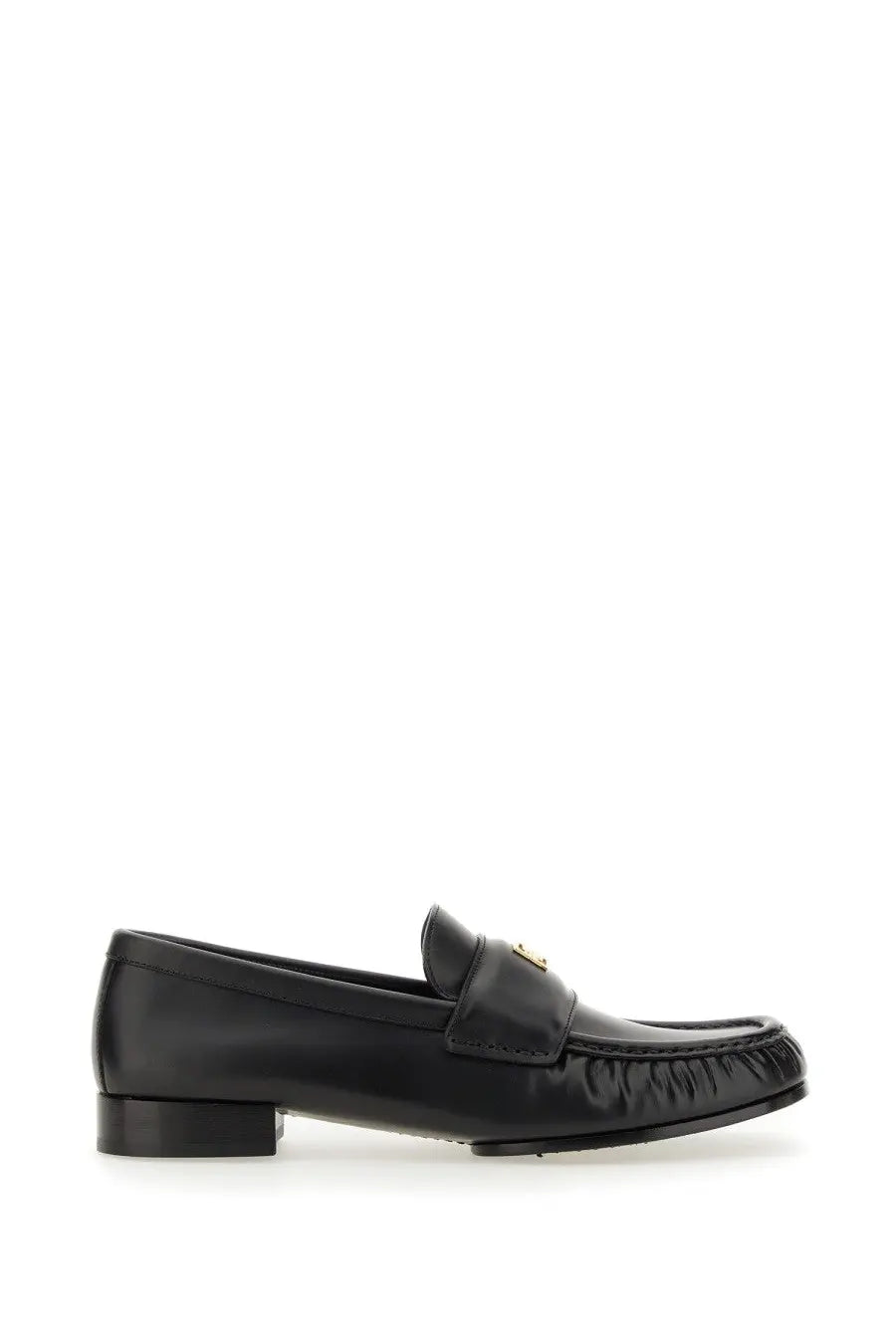Givenchy women’s moccasin black leather loafer with gold-tone logo on strap for stylish everyday wear