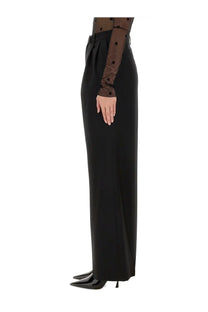 Givenchy women’s black high-waisted wide-leg trousers with gathered waistband in a pantsuit design