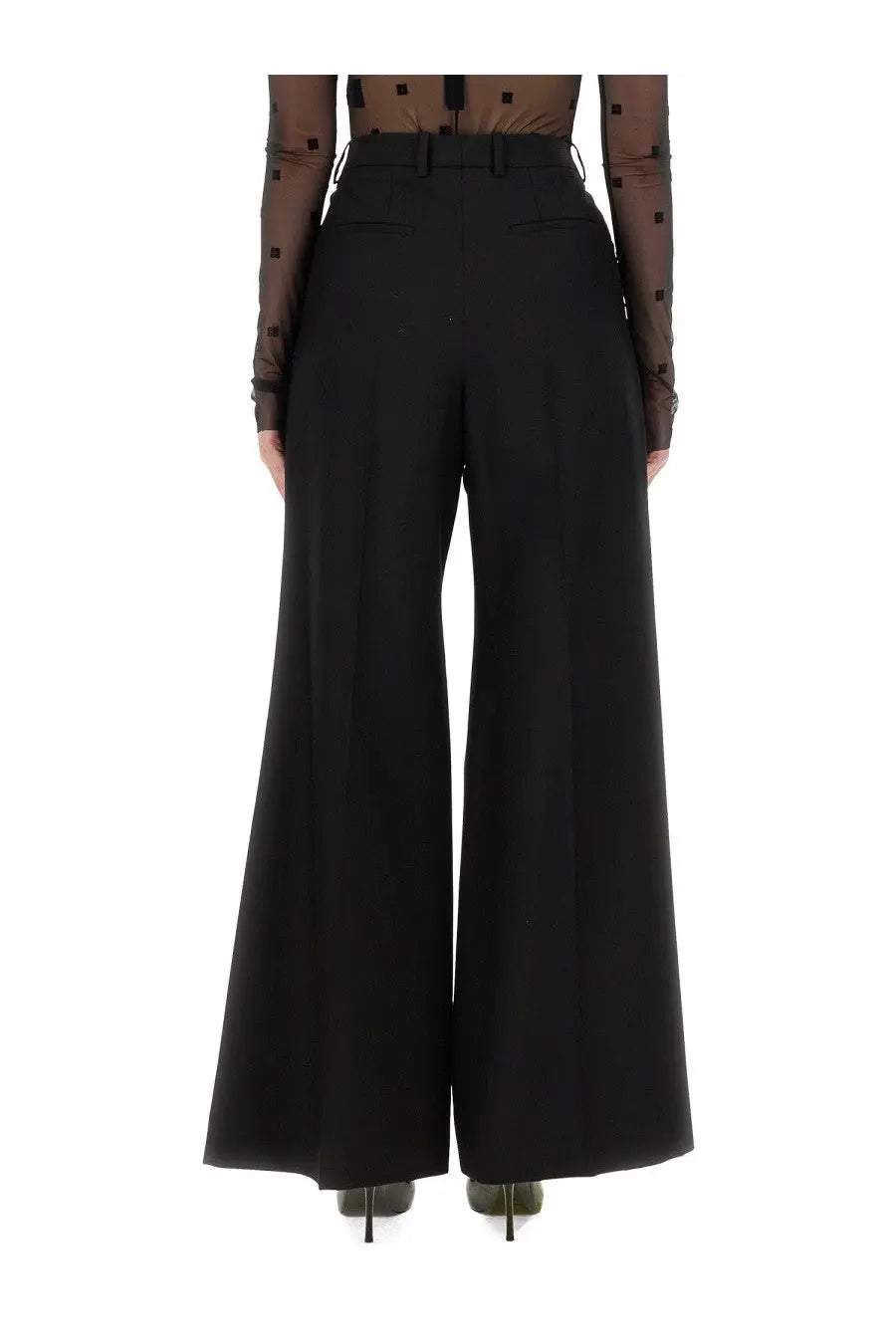 Givenchy women’s black high-waisted wide-leg trousers with tailored fit and belt loops in a pantsuit