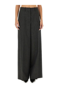 Givenchy women’s tailored grey wide-leg pants with subtle textured weave and structured waistband