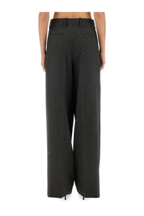 Givenchy women’s tailored grey pants with subtle texture and structured waistband in wide-leg design