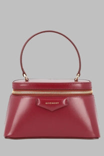 Givenchy women’s vanity antigona glossy red leather handbag with gold zipper and matching handle
