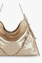 Givenchy Women's Voyou Metallized Leather Shoulder Bag Gold, view 3