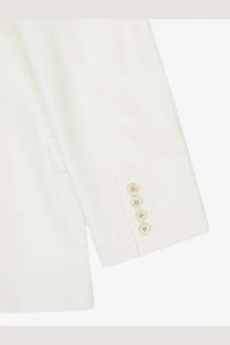 Givenchy women’s white wool and mohair blazer sleeve with four cream-colored matching buttons detail