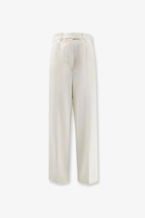 Cream-colored givenchy women’s wool and mohair high-waisted wide-leg trousers with tailored design in white