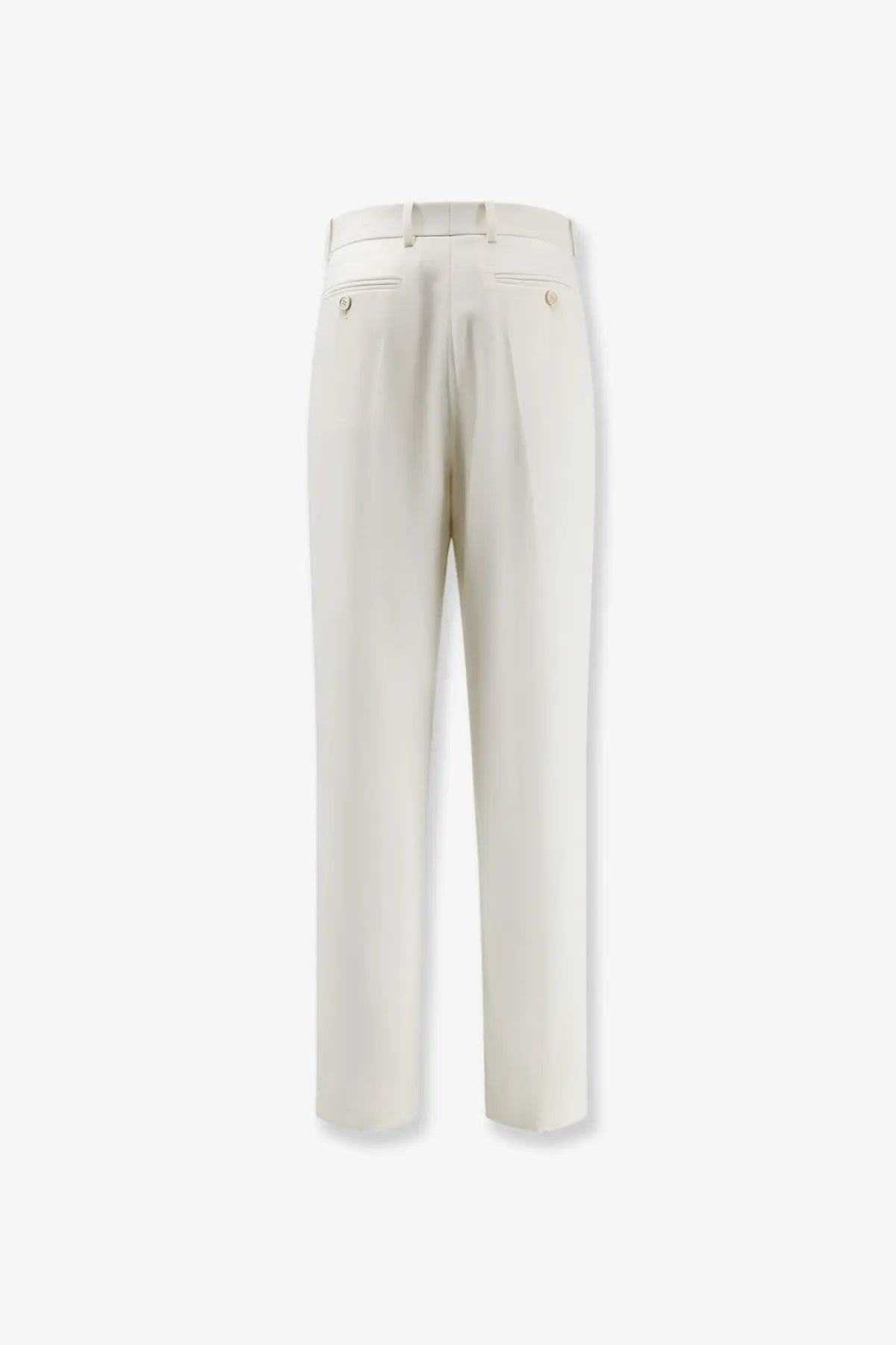 Cream-colored tailored givenchy wool and mohair trousers with a sleek straight-leg cut and subtle back pleats shown from the back