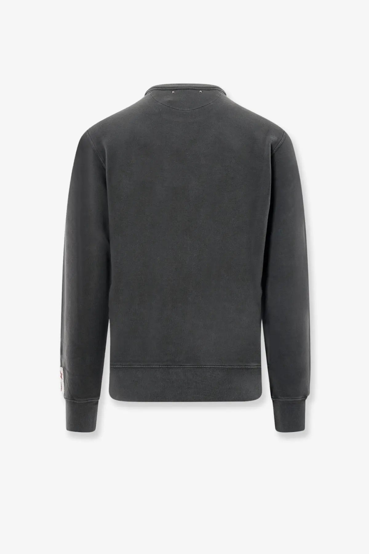 Golden goose men’s archibald distressed cotton sweatshirt grey crewneck with ribbed cuffs and hem and subtle stitching