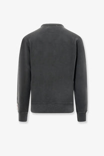 Golden goose men’s archibald distressed cotton sweatshirt grey crewneck with ribbed cuffs and hem and subtle stitching