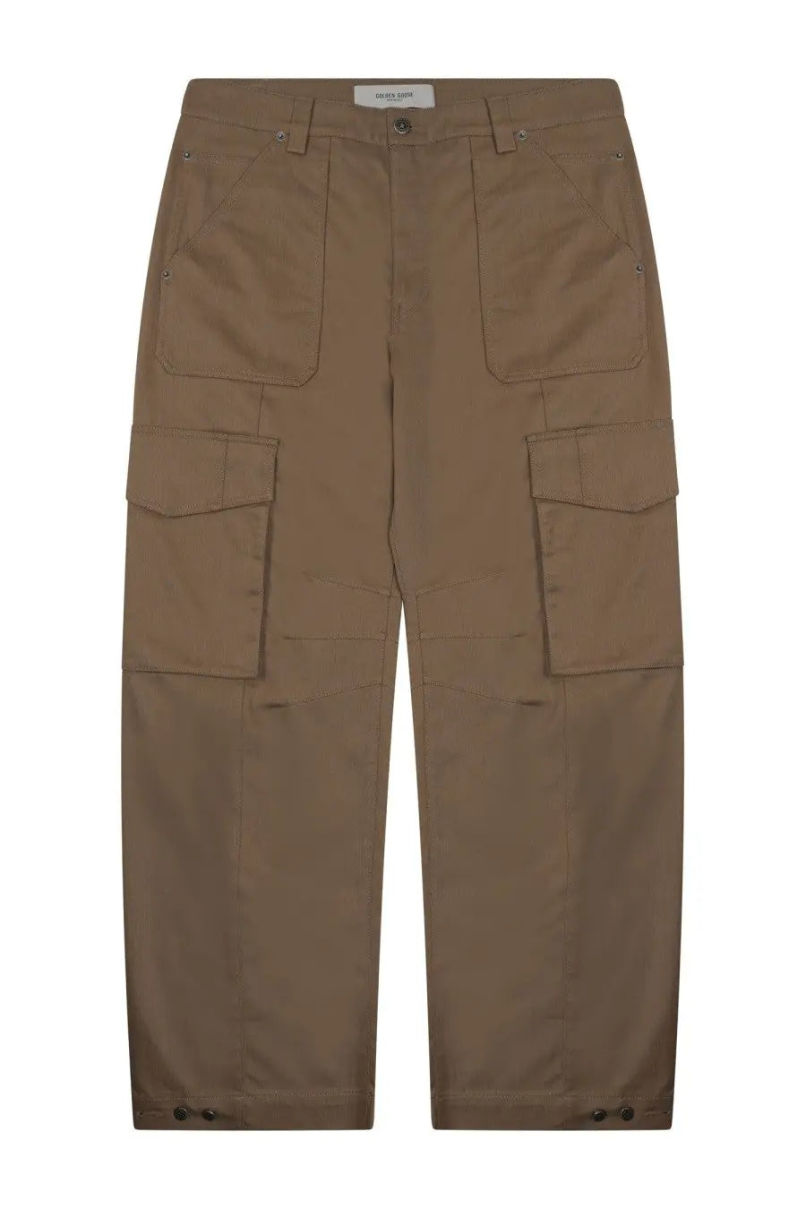 Golden Goose men’s brown cargo pants with multiple pockets and button closure for durable casual wear