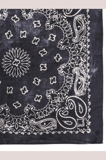 Black bandana foulard by Golden Goose with white paisley and floral patterns in a soft fabric for men