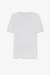 Golden Goose men’s Lyocell shirt white short-sleeved minimalist t-shirt with soft textured fabric and frayed hem detailing