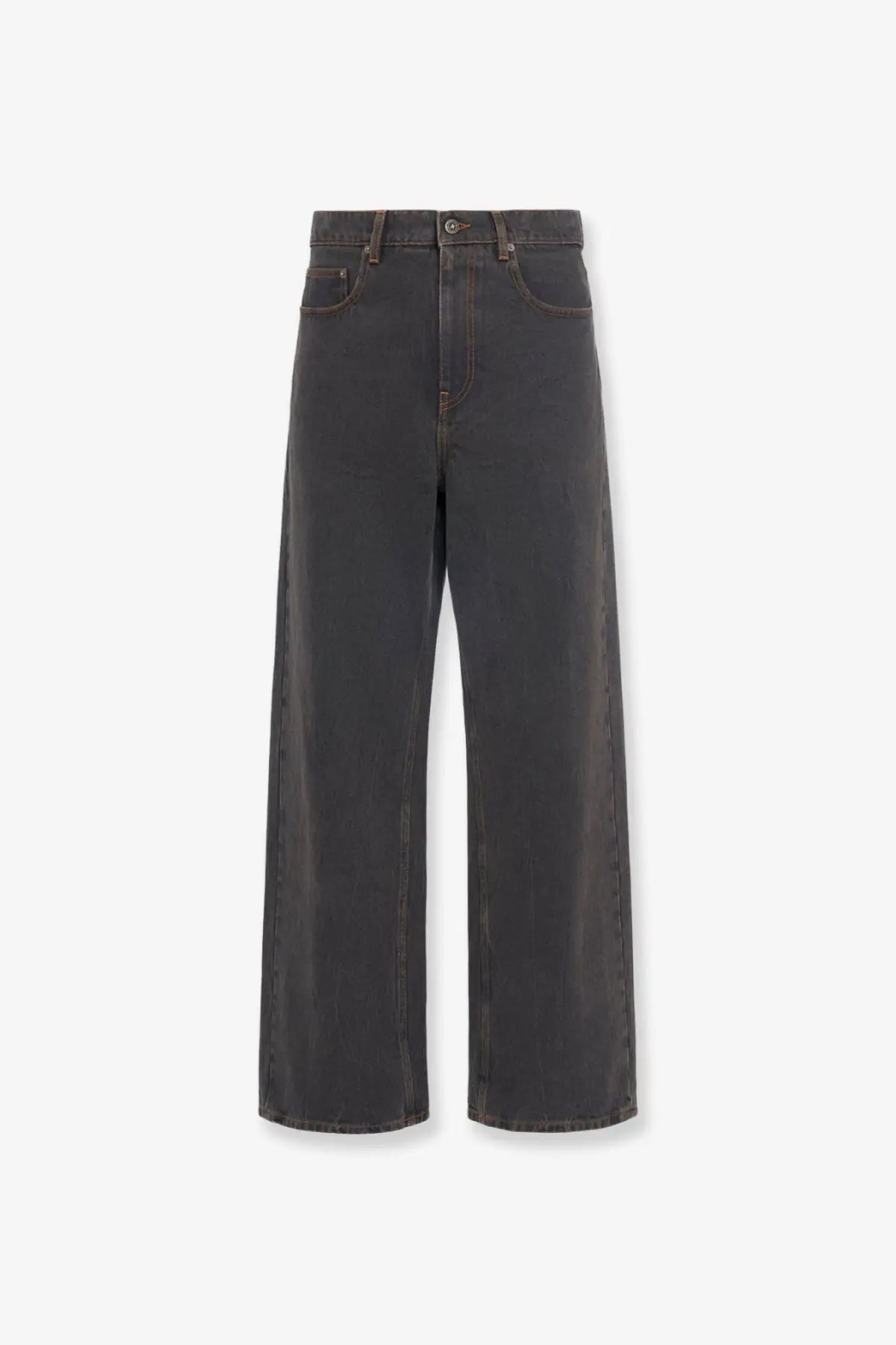 Golden Goose men’s black wide-leg denim jeans with a straight-cut silhouette and classic five-pocket design