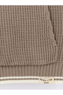 Beige ribbed knit cotton sweater with golden goose venezia label from golden goose men’s patrick unisex collection bistre