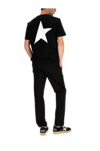Golden goose men’s black short-sleeved cotton t-shirt showing back with large white star print