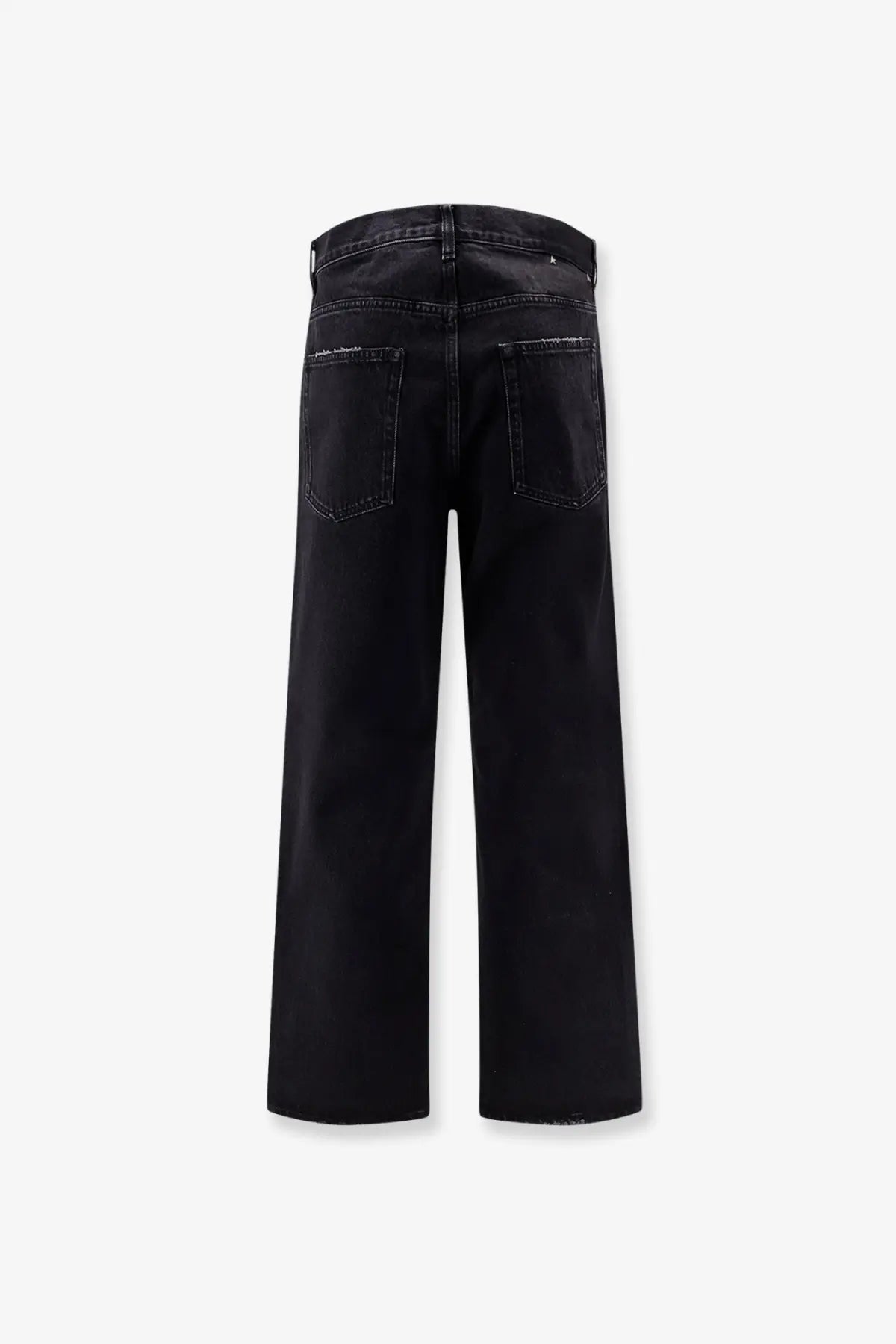 Golden goose men’s skate black denim jeans in black with straight-leg cut and frayed hem made from denim
