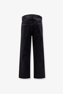Golden goose men’s skate black denim jeans in black with straight-leg cut and frayed hem made from denim