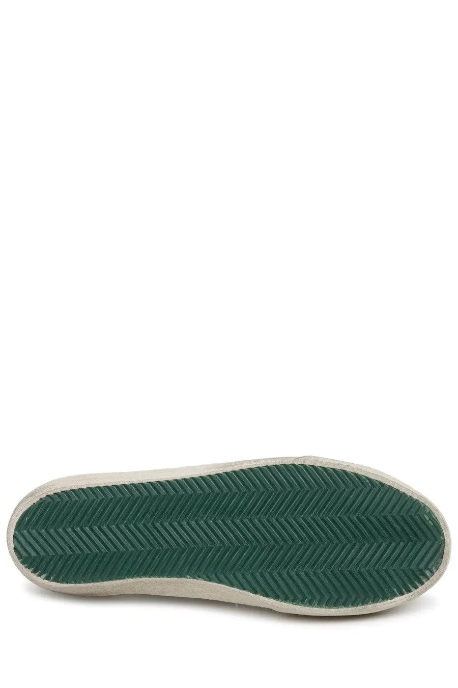 Golden Goose men’s sneaker Superstar white with green herringbone-patterned rubber sole and white sidewall
