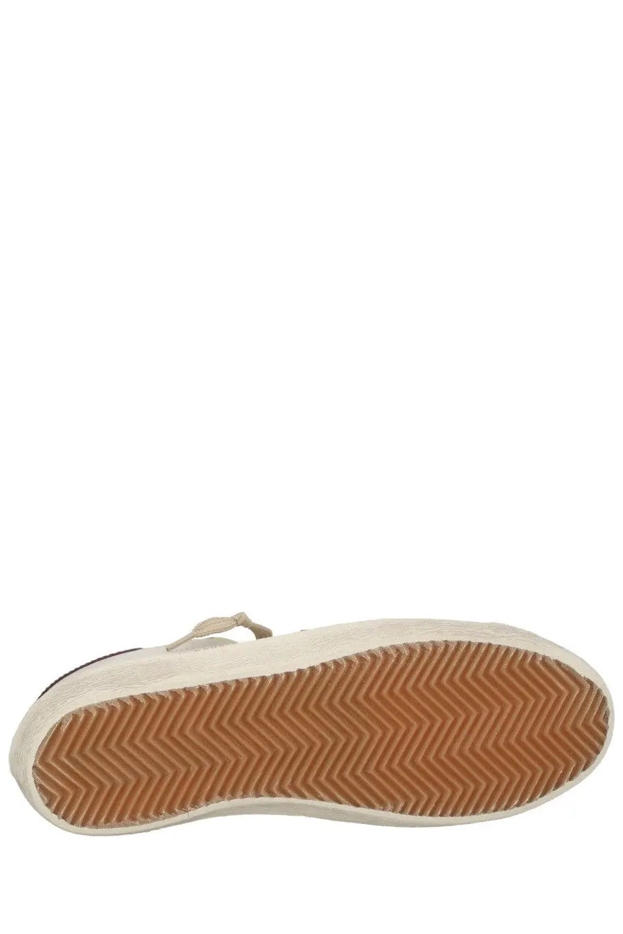 Golden Goose men’s Superstar sneaker white beige canvas platform with tan chevron rubber sole and thin top strap