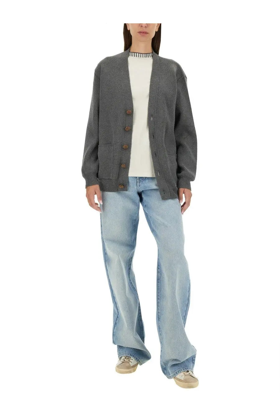 Golden Goose Women's Cotton Cardigan with Sul Retro Grey, view 2