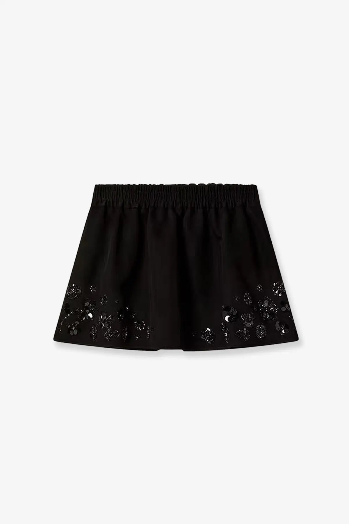 Golden goose women’s black cotton blend midi skirt with elastic waistband and sequined hem detailing