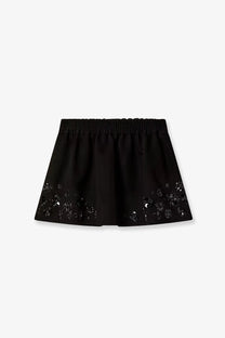Golden goose women’s black cotton blend midi skirt with elastic waistband and sequined hem detailing