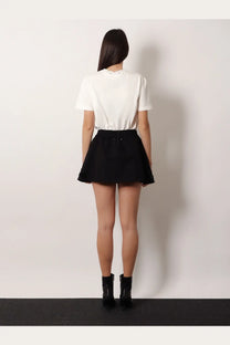 Black pleated mini skirt with elastic waistband made from cotton blend by Golden Goose women’s collection