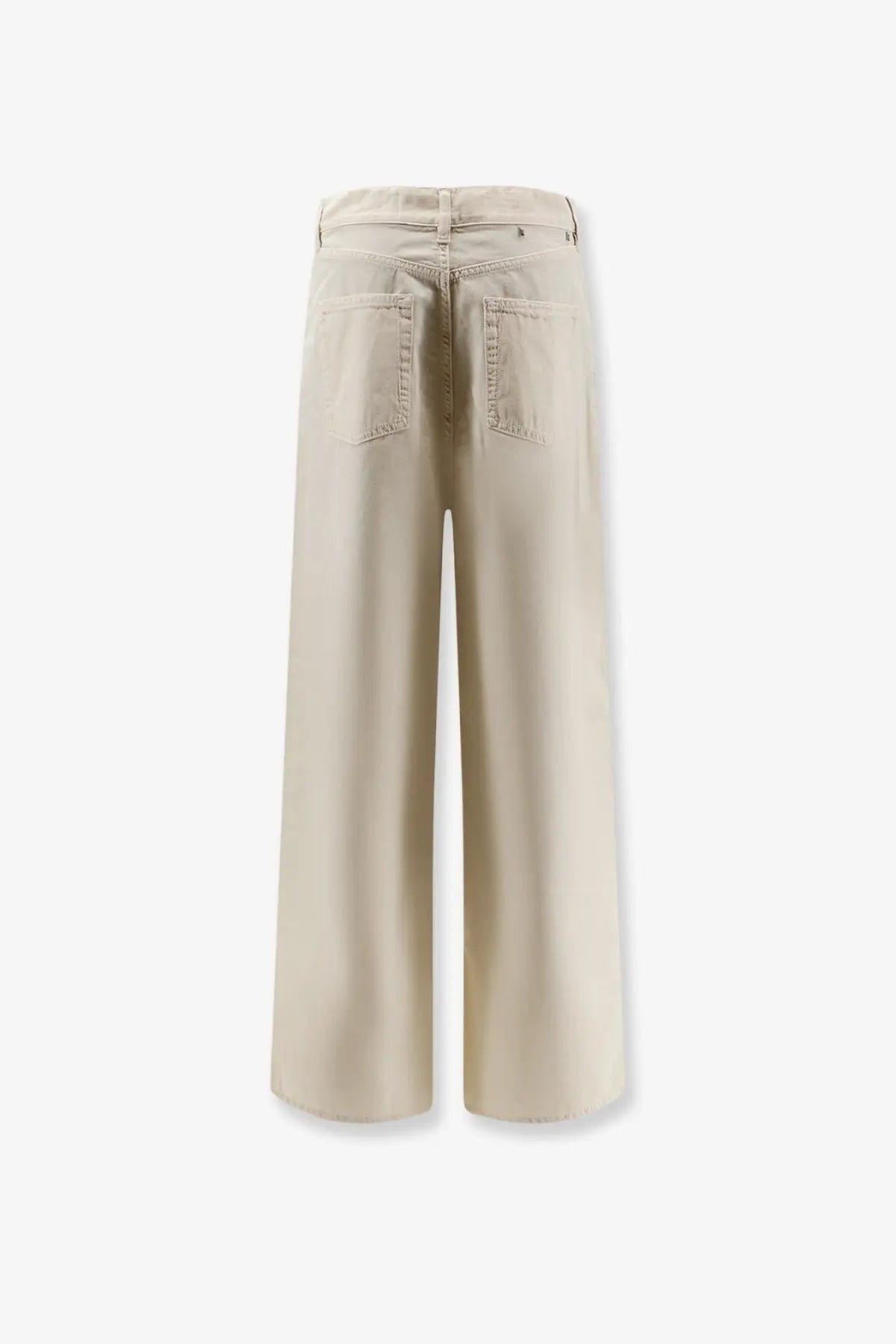 Beige Golden Goose women’s cotton blend wide-leg trousers with relaxed fit and classic back pockets from the back side