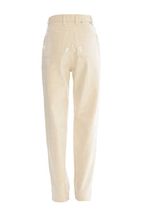 Golden goose women’s kim pants white cream-colored glossy faux leather high waist trousers with five-pocket design