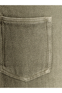 Olive green denim pocket with visible stitching on golden goose womens ortensia cotton and linen trousers back side