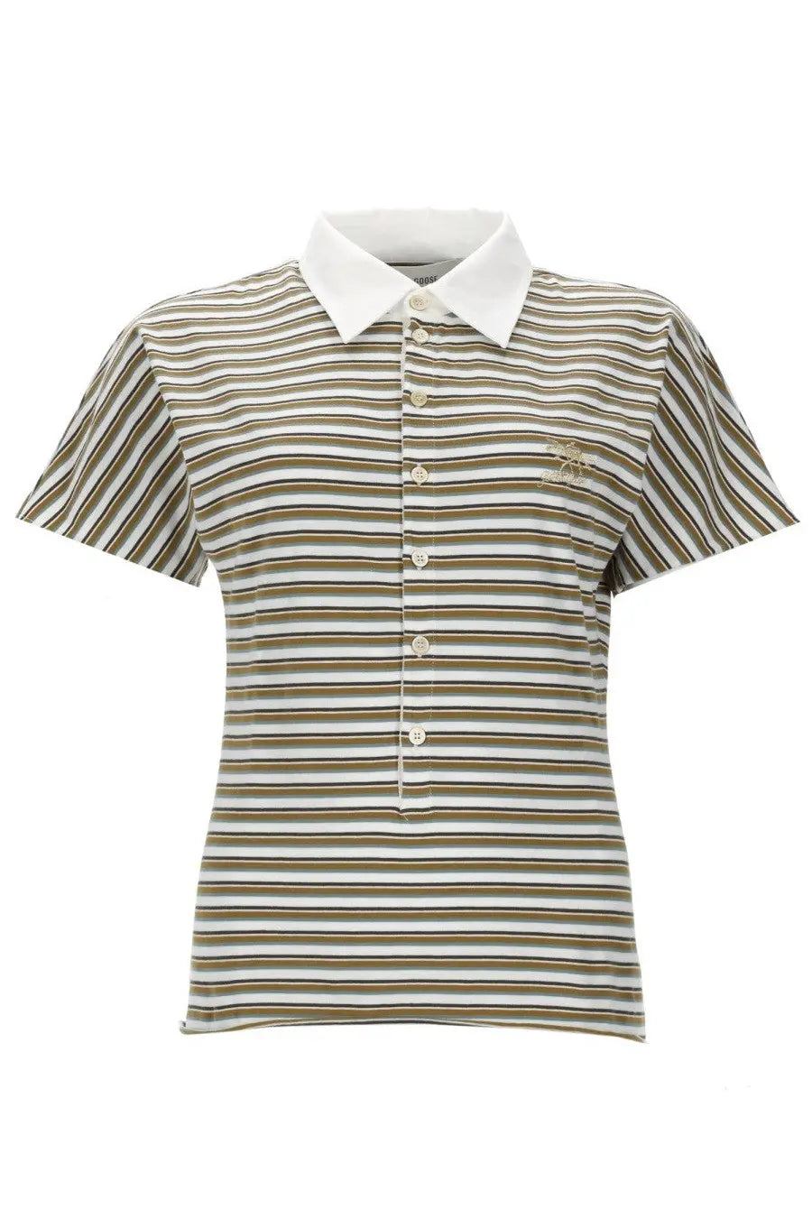 Golden Goose womens short-sleeved striped polo shirt in beige white multicolor