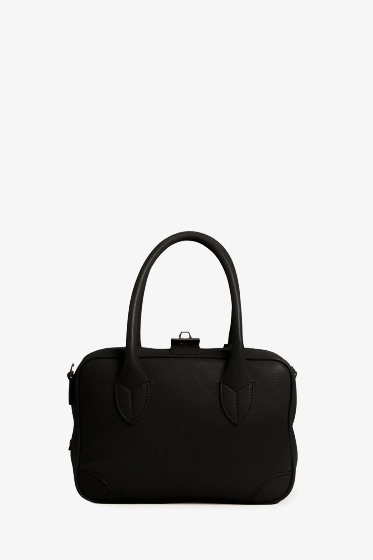 Black leather Golden Goose Vita crossbody bag with structured shape and top handles for women