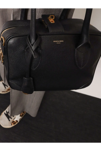 Golden Goose women’s vita bag black leather crossbody handbag with gold-tone hardware and distinctive logo plaque