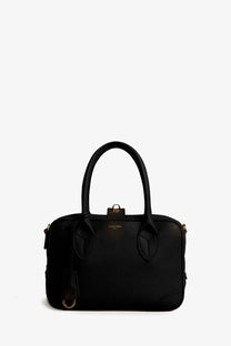 Black pebbled leather golden goose women’s vita crossbody bag with gold-tone hardware and structured handles