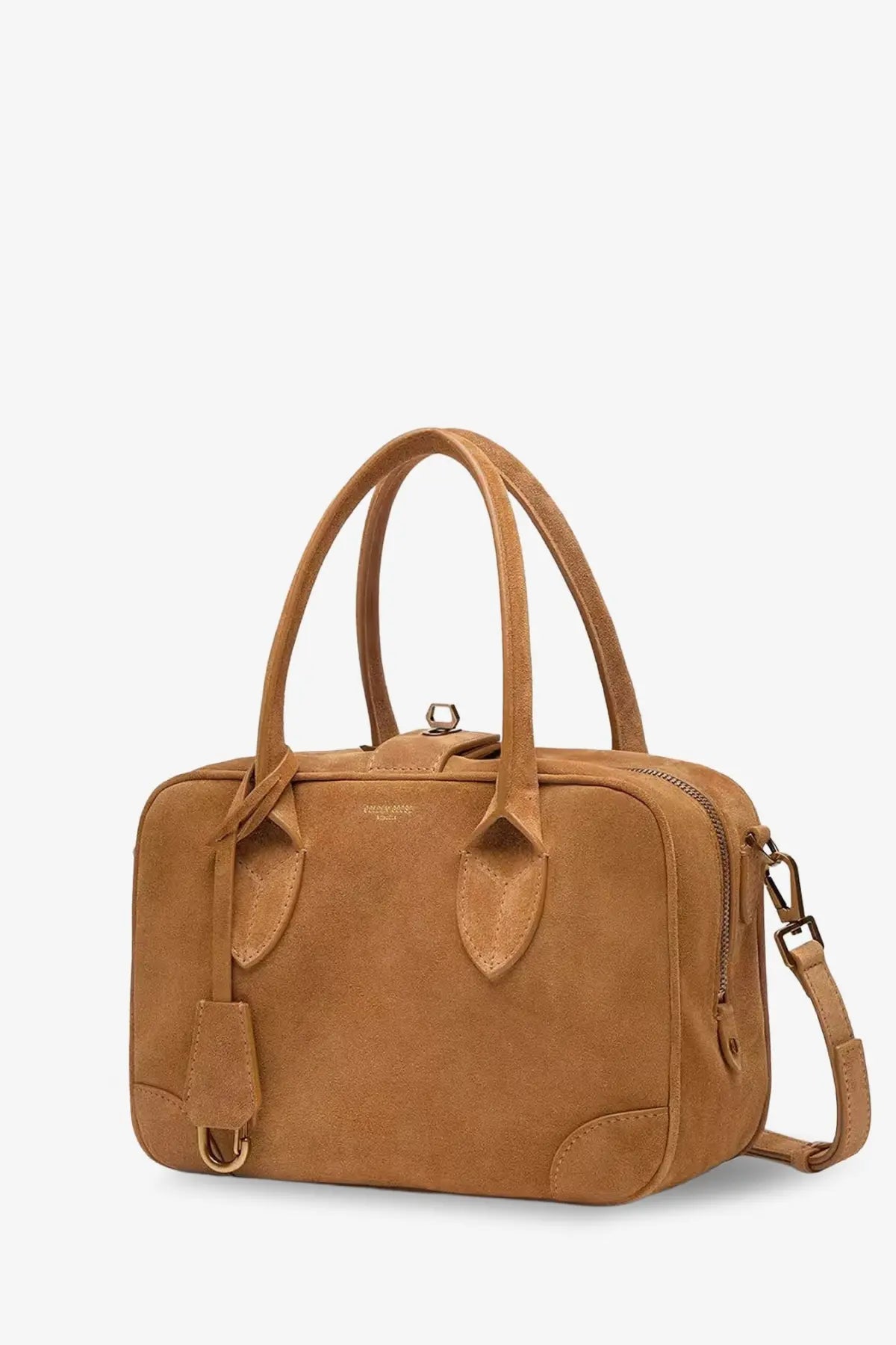 Golden Goose women’s Vita bag tan suede handbag with top handles and detachable shoulder strap beige crossbody bag