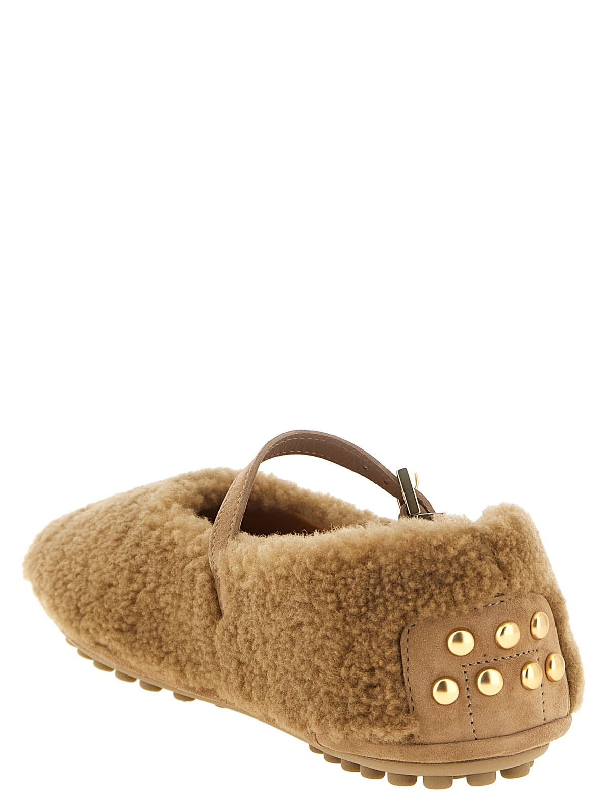 Tod's Gommine Sheepskin Ballet Flats Beige