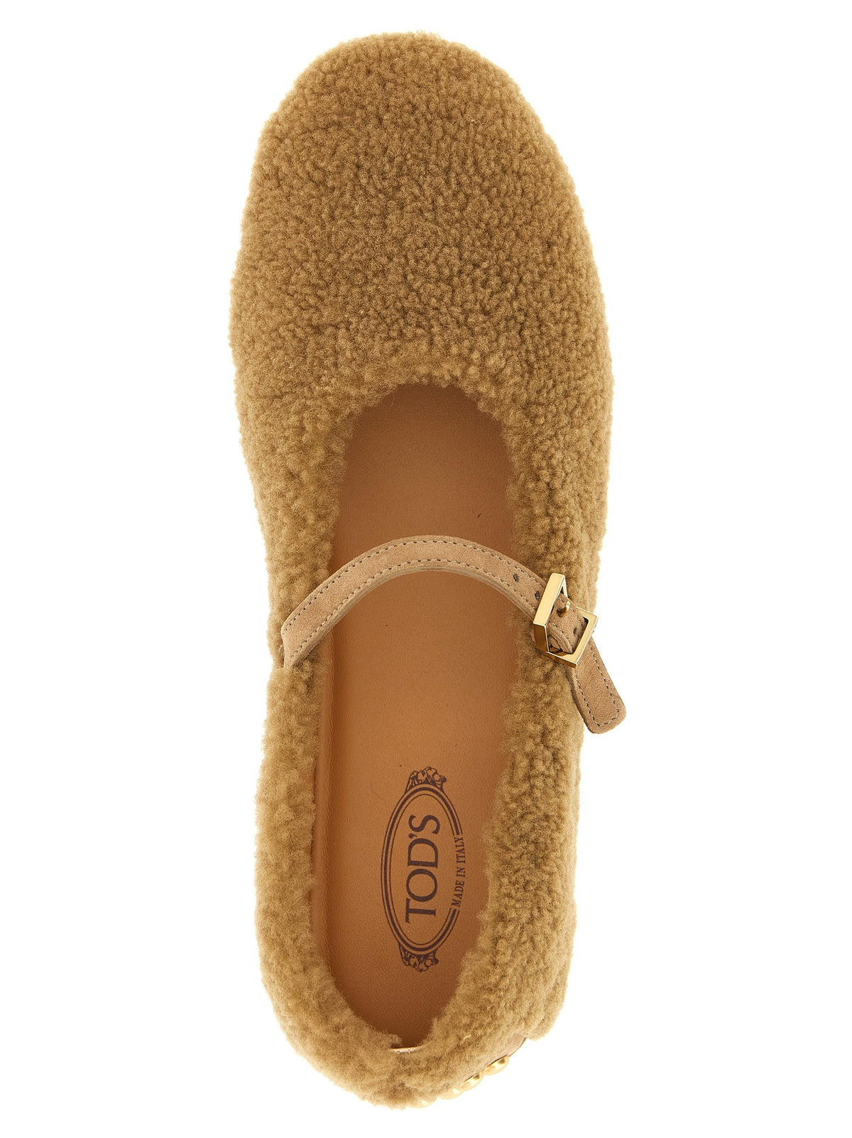 Tod's Gommine Sheepskin Ballet Flats Beige