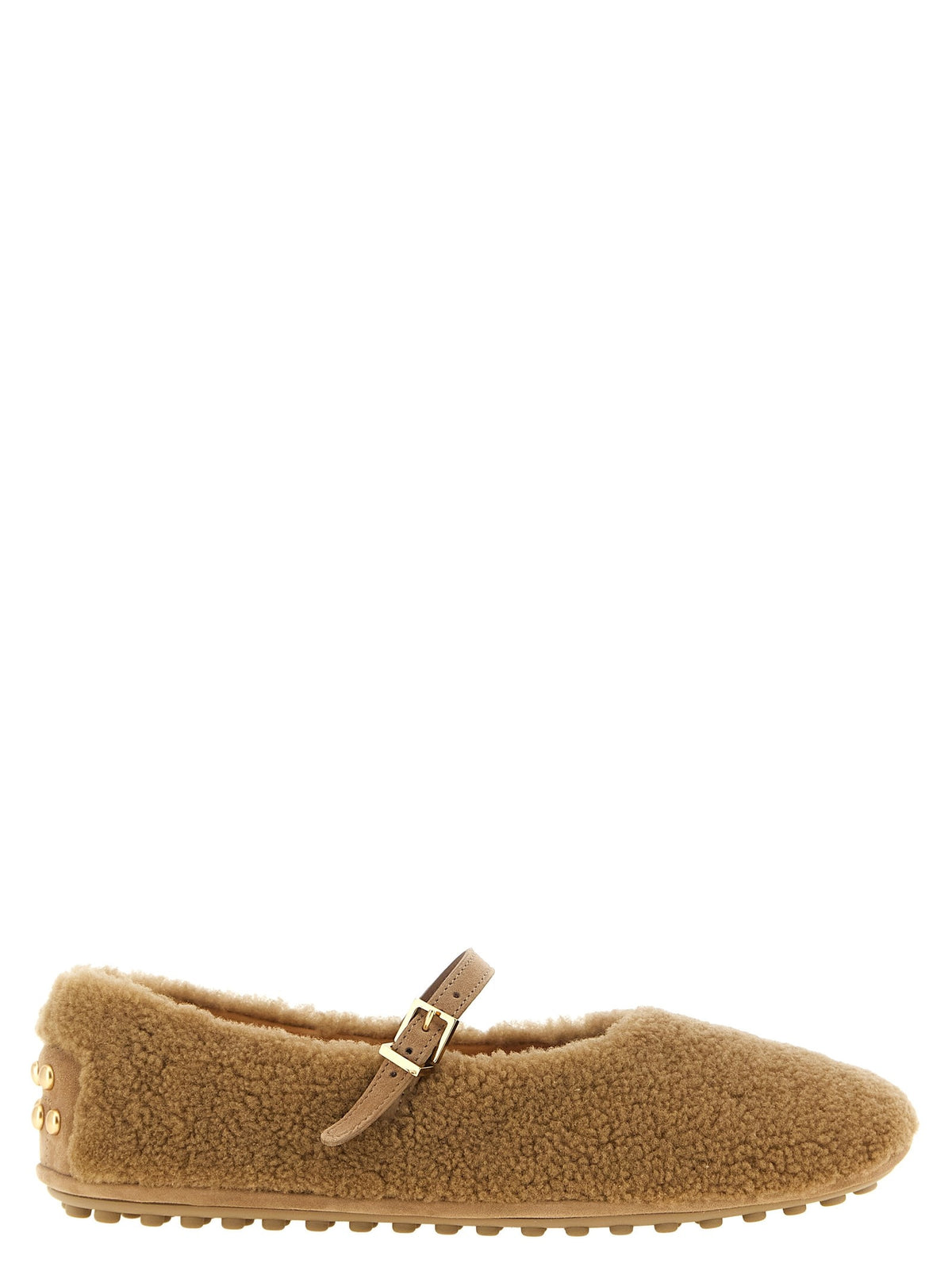 Tod's Gommine Sheepskin Ballet Flats Beige