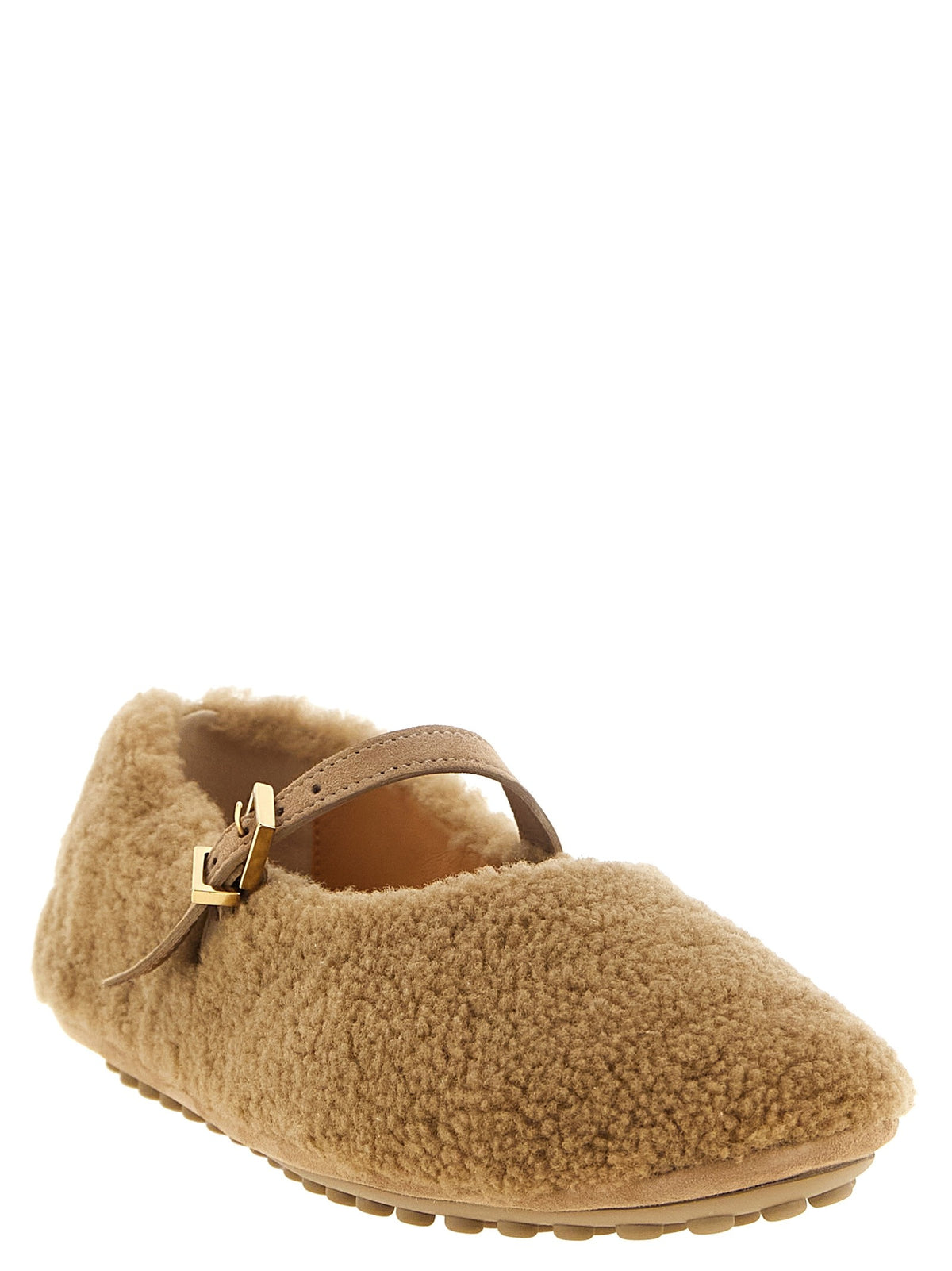 Tod's Gommine Sheepskin Ballet Flats Beige