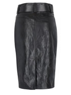 Saint Laurent Women's Matita Skirt with in Leather Martellata Belt Black, view 3