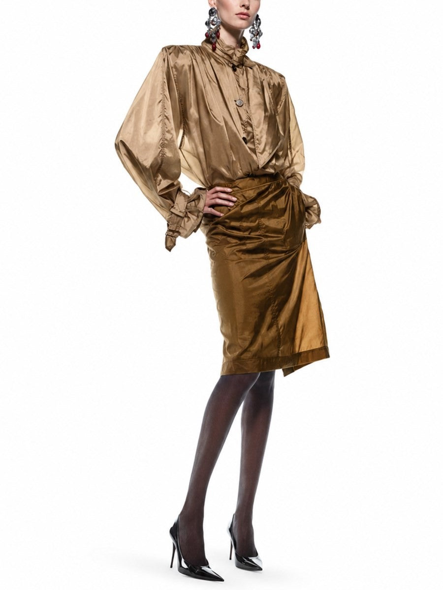 Saint Laurent Women's Gonna Matita in Nylon Beige